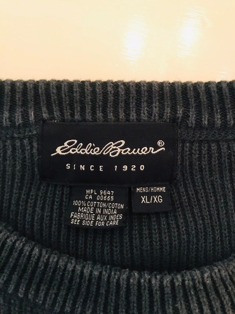 90s Fashion Eddie Bauer Vintage Fashion Mens Fashion Crewneck 90s Style XL Cotton Sweater Sweater Hunter Green