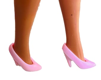 Vintage Barbie Doll High Heel Pumps Light Pink Shoes Superstar Era 1980s