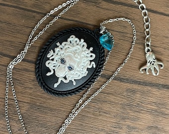 OOAK Steampunk Medusa Skull Cameo Necklace