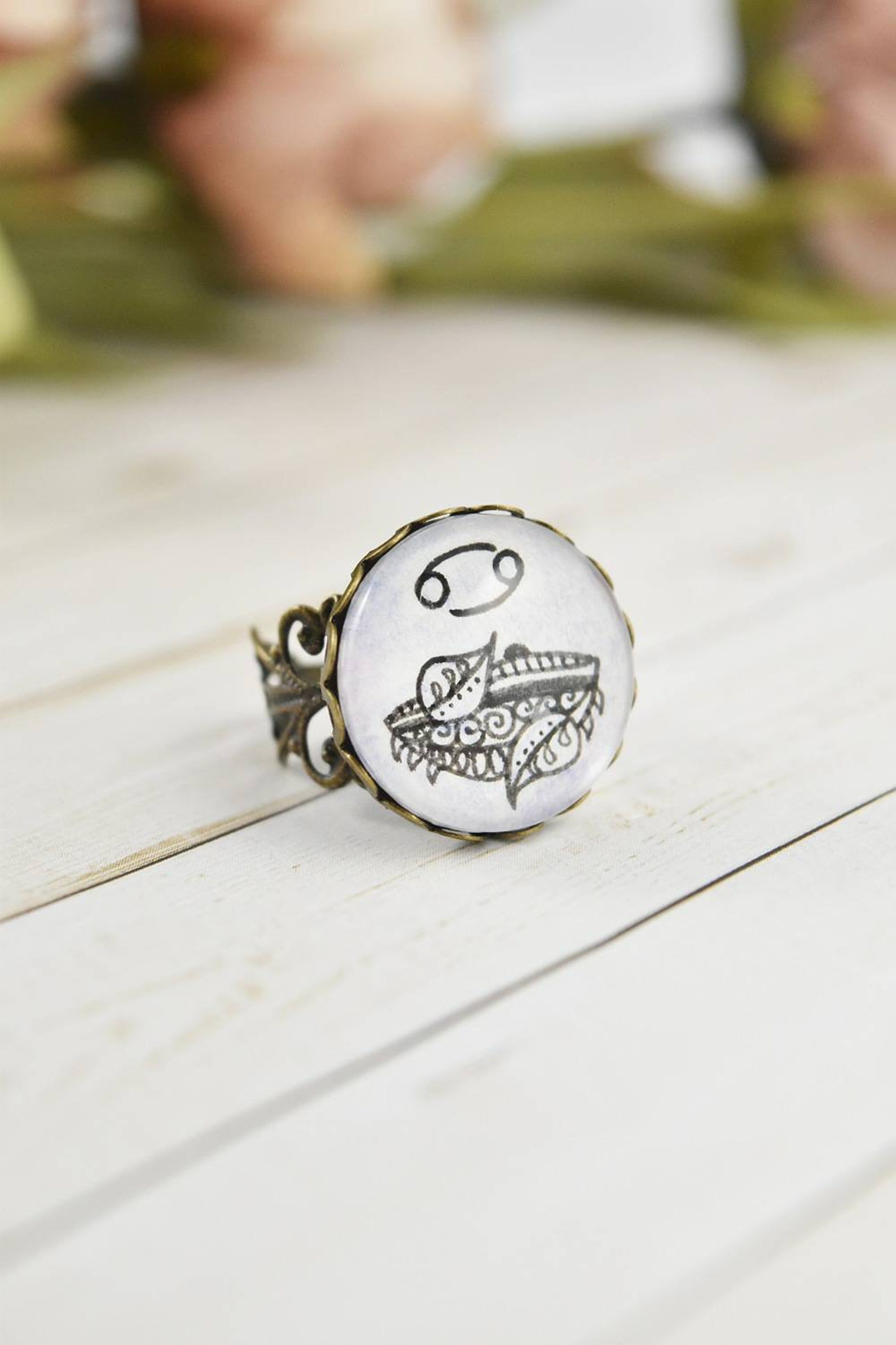 Cancer Zodiac Ring Cancer Constellation Ring Cancer Etsy