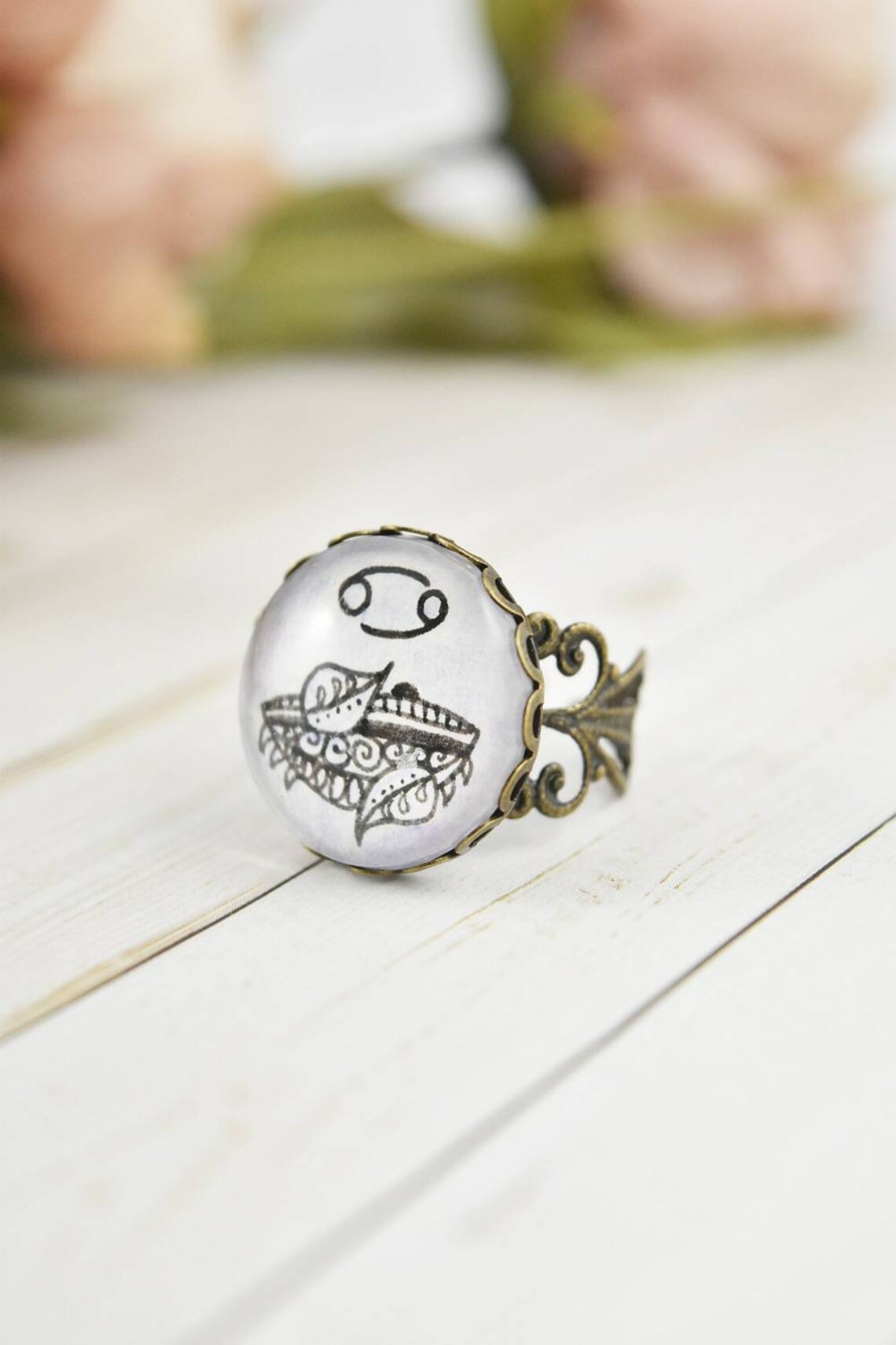 Cancer Zodiac Ring Cancer Constellation Ring Cancer Etsy