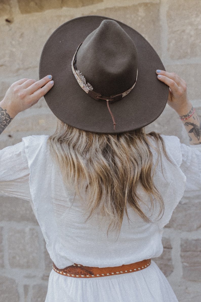 Cowboy hat band, bohemian accessories, country accessories, hat accessories, bohemian style, hat, boho, hatband with pompom image 7