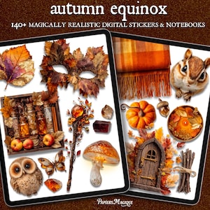 Realistic Digital Stickers Set | Autumn Equinox | Digital Notebooks | Digital Goodnotes & Notability Stickers | Digital Planner Stickers