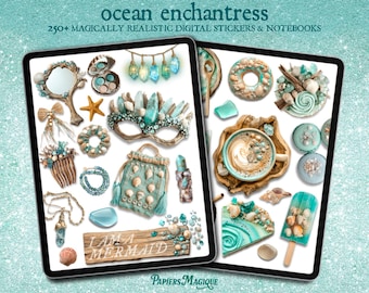 Realistic Digital Stickers Set | Ocean Enchantress | Digital Notebooks | Digital Goodnotes & Notability Stickers | Digital Planner Stickers