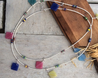 Boho Long necklace,Long necklace,Czech glass necklace,Hippie necklace,Womens jewelry,Bohemian necklace,Beaded necklace,Layering necklace.