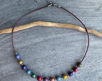 Czech Glass Nebula Bead Necklace, Bohemian Style, Tribal Hippie Inspired.