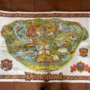Carte vintage de Disneyland, carte Disneyland originale de 1978, objet de collection Disneyland, carte vintage, carte de décoration intérieure, carte rétro, affiche de Disneyland en Californie