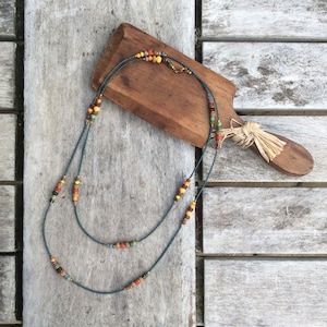 Boho Long necklace,Long necklace,Czech glass necklace,Hippie necklace,Womens jewelry,Bohemian necklace,Beaded necklace,Layering necklace.