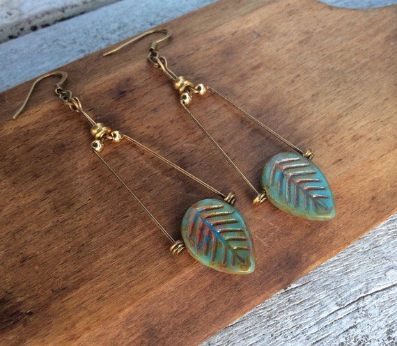 Buy Big Turquoise Earrings, Long Leaf Earrings, Boho Dangle Earrings,  Hippie Earrings, Bohemian Jewelry Online in India - Etsy