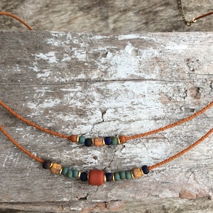 Bohoketting, aardmoederketting, korte bohoketting, eenvoudige ketting, bohoketting, bohoketting voor vrouwen, hippieketting, cadeau-idee