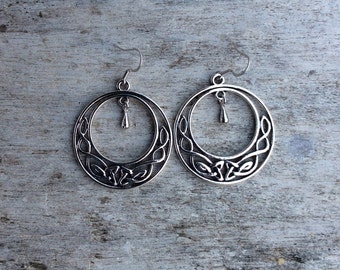 Celtic hoop earrings,Hoop earrings,Boho earrings,Celtic earrings,Silver celtic earrings,Silver hoops,Boho hippie earrings,Filigree earrings