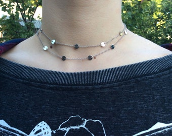 Womens jewellery,Simple short necklace,Dainty short necklace,Choker necklace,Two layer choker necklace,Chain necklace,Fashion jewellery,Gift