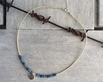 Czech Glass Evil Eye Beaded Handmade Necklace, Good Luck Charm Gift