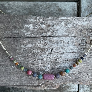 Boho short necklace,Multi color jewelry,Bohemian,Czech glass beaded necklace,Hippie,Indie,Gift women&#39;s idea,Fashion accessories,Artisan made