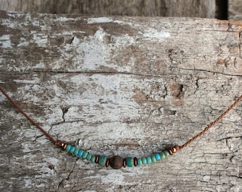 Boho necklace,Ethnic necklace,Czech glass necklace,Layering necklace,Tribal necklace,Short necklace,Womens necklace,Simple necklace.Choker.