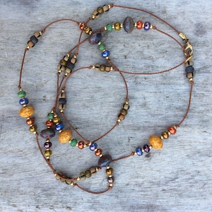 Long boho necklace,Czech bead necklace,Boho jewellery,Hippie long necklace,Womens jewelry,Boho necklace,Beaded necklace,Layering necklace.