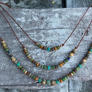 Layering necklace,Boho necklace,Indie jewelry,Triple layer necklace,Bohemian necklace,Rustic necklace,Hippie necklace,Stacking necklace,