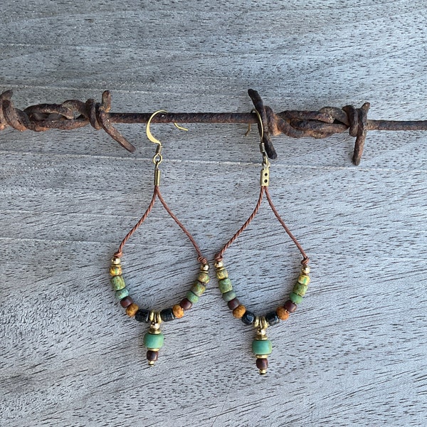 Women earrings,Boho earrings,Hippy earrings,Bohemian earrings,Hippie earrings,Earthy earrings,Czech earrings,Gypsy earrings,Rustic earrings