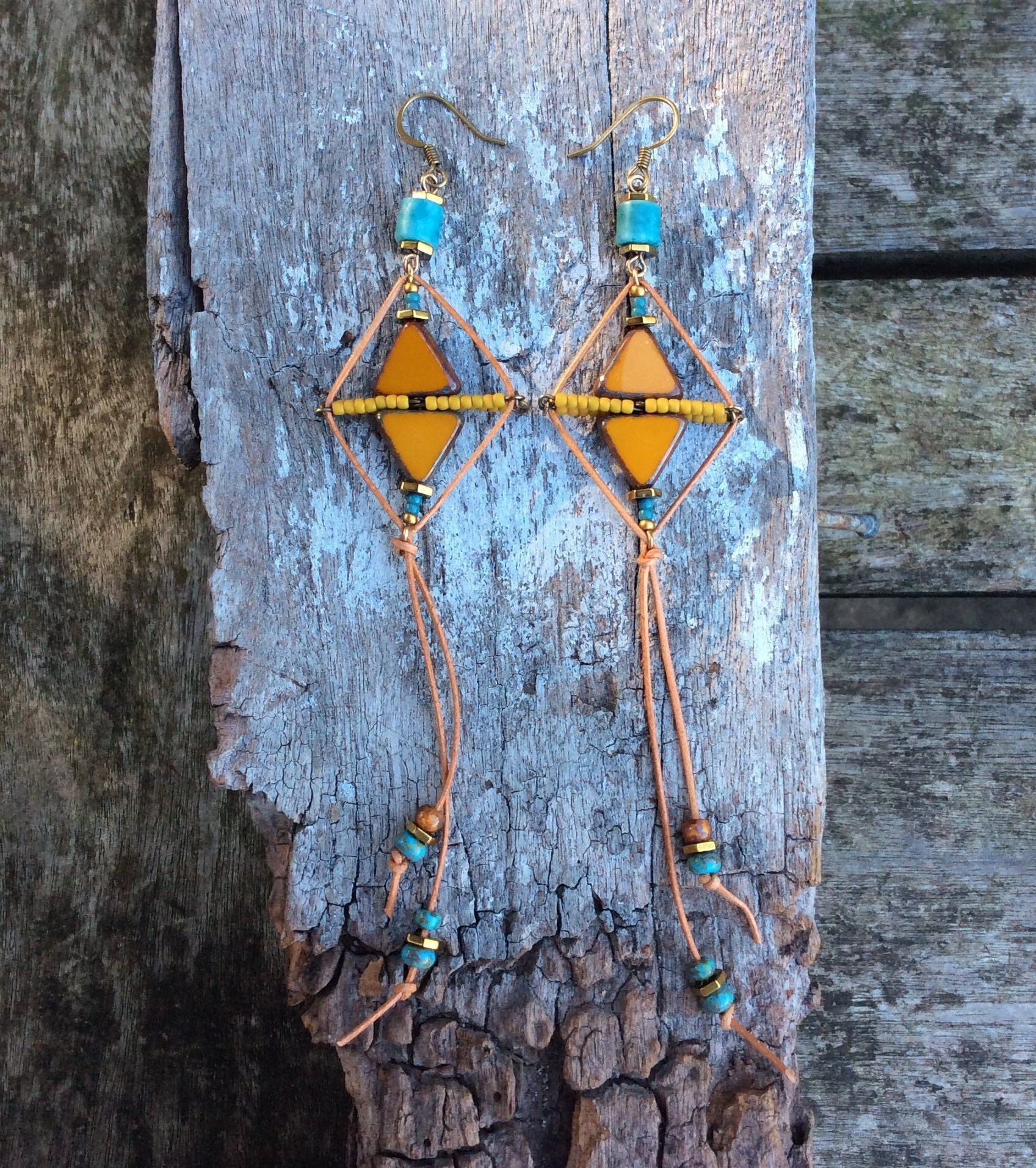 Boho Yellow Turquoise Earrings main image 0