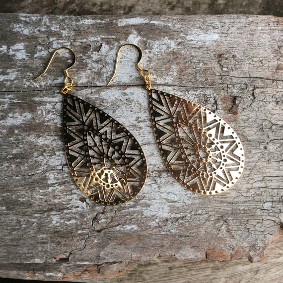 Aztec Earrings gold Aztec Earrings filligree Earrings gold