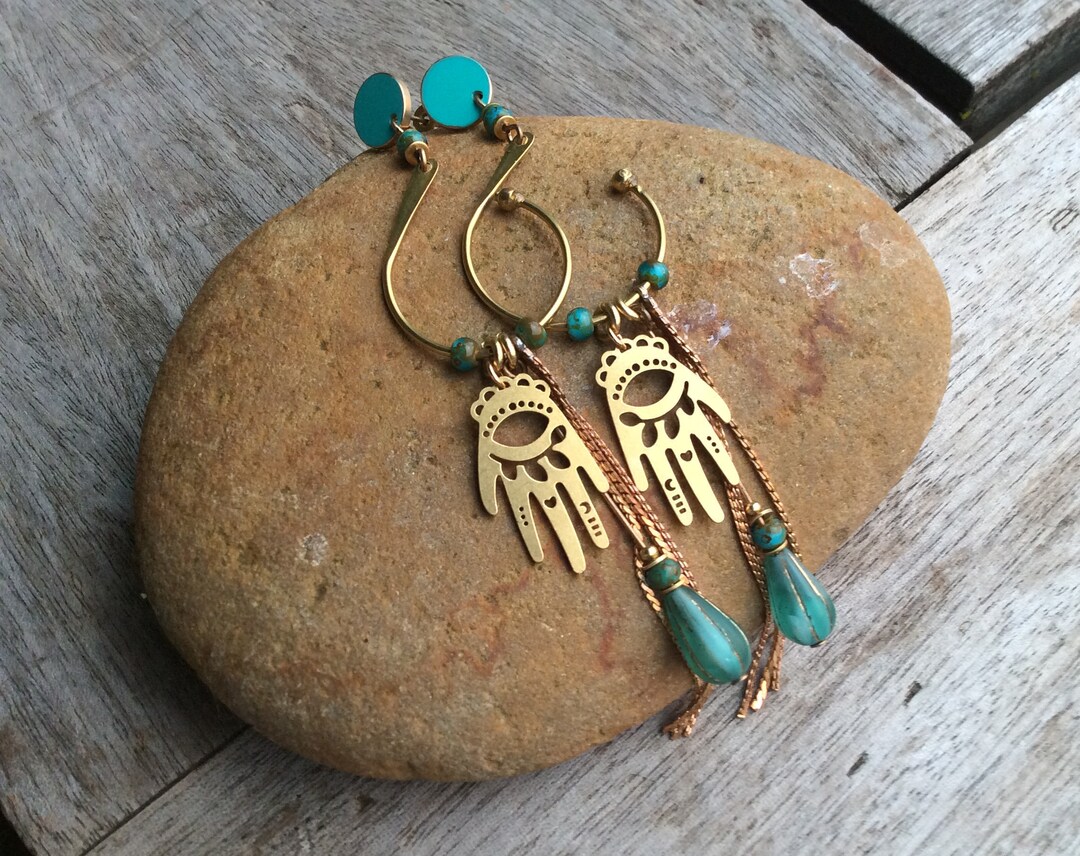 Boho Tribal Ohrringe, Native American Ohrringe Große Baumeln