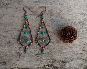 Boho earrings,Boho Chic earrings,Handmade earrings,Fashion earrings,Bohemian earrings,Czech earrings,Designer earrings,Womens earrings,gift
