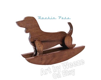Wire Haired Dachshund Dog Amish Wood Toy Puzzle Art Figurine
