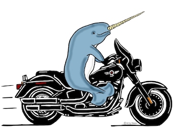 Narwhal, Narwhal On Motorcycle, Narwhal, Instant Download, Narwhal, JPEG, Funny Narwhal, Biker Narwhal, Digital Art