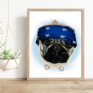 Pug Angel, Pug Wall Art, Tan Pug, Pug With Wings, Pug Print, Pug Art, Pug Print, Pug Loss, Pet Loss Gift, Pet Memorial