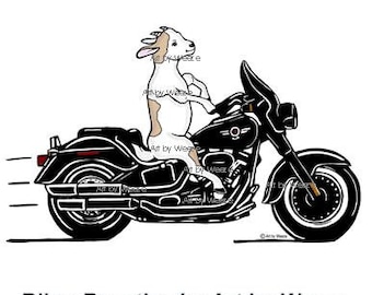 Printable Goat, Goat On Motorcycle, White and Tan Goat, Instant Download, Goat Wall Art, JPEG, Mini Goats, Printable Download, Digital Art