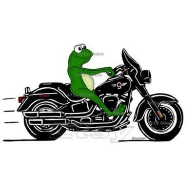 Frog Riding A Motorcycle, Frog Art, Frog Cartoon Art, Motorcycle Art ...