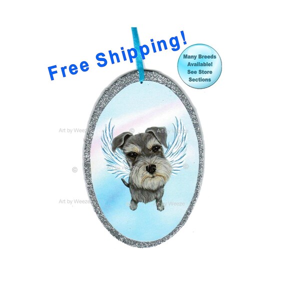 Christmas Schnauzer Puppy Circle Sticker Sheet
