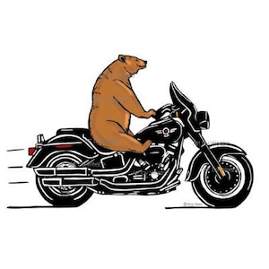 Printable Brown Bear, Bear On Motorcycle, Cartoon Bear, Grizzly Bear, Instant Download, Bear Wall Art, JPEG, Printable Download, Cute Bear
