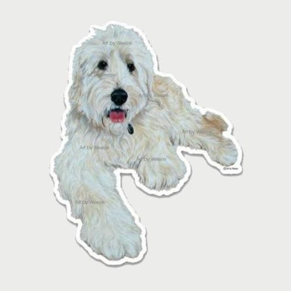 Goldendoodle Sticker, Golden Doodle Decal, Dog Breed Stickers, Vinyl Decal, Vinyl Die Cut Sticker, White Dog Sticker, Waterproof Sticker