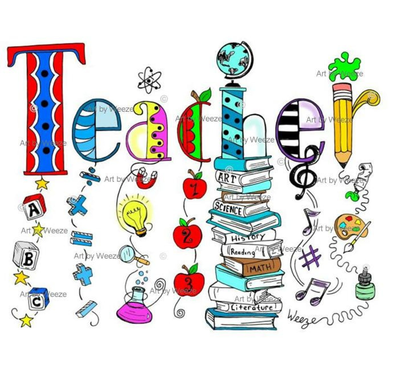 Teacher Gift Teacher Appreciation Teacher Doodle Art Doodle Etsy