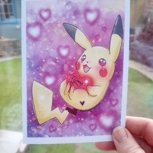 Carte Pikachu de la Saint-Valentin en édition limitée, motifs de création de lapin mort, cadeau parfait pour les fans, gâterie spéciale avec chaque impression