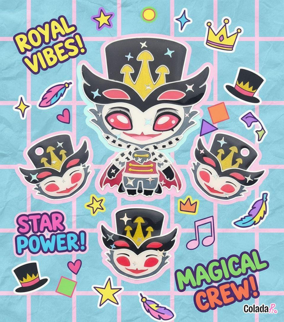 Celestial Owl Demon Jewellery - Statement Necklace, Earrings & Pin Badge,  Hand Painted Eco Resi