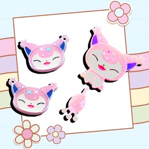 Power of the pink Poke necklaces made from bio resin, Skit a pretty in pink kitty