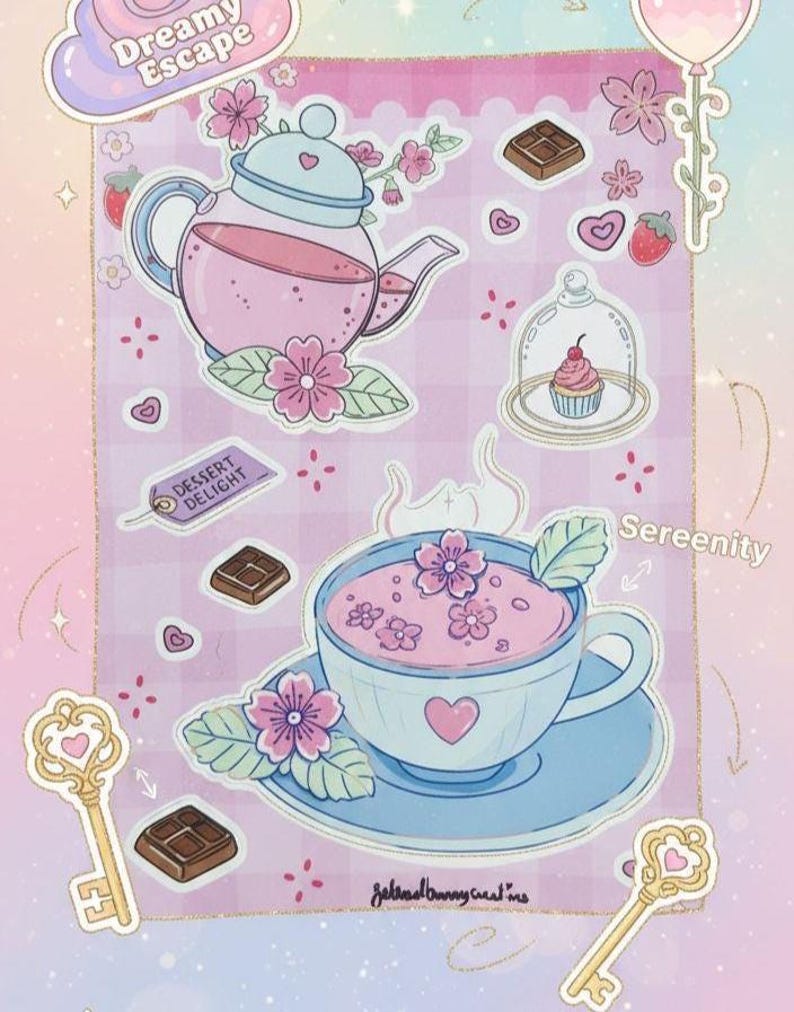 Kawaii Food Sticker Sheet – A6 Matte Vinyl Stickers | Cute Planner ...