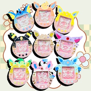 Egg friend phone grip/ necklace/ pin badge made from bio resin, eev, vapor, flare, jolt, espe, umbre, glace, leafe, sylve,  Poketto fan