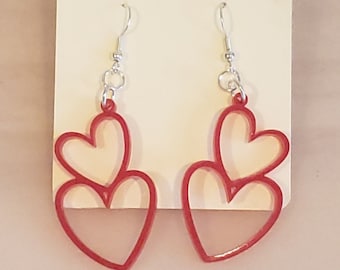 SVG-bestand - dubbele hart Dangle Oorbellen - Valentijnsdag - digitale download gesneden bestand voor laser- of Cricut-machines