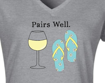 DIY T-Shirt Direct to Film Transfer Design Pairs Well - White Wine & Daisy Flip Flops