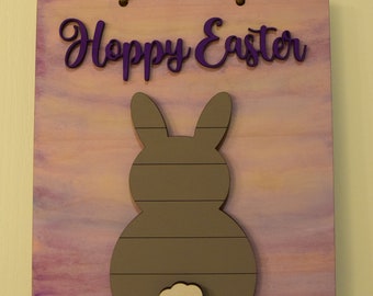 SVG Digitaal Bestand - Hoppig Pasen (Happy Easter) Bunny Sign Door Hanger