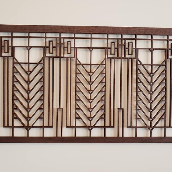 Mission Arts & Crafts Craftsman nogal o roble para colgar en la pared estilo Frank Lloyd Wright cortado con láser *TAL CUAL*