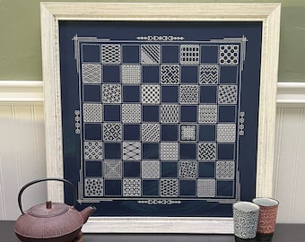 Sashiko Chessboard Blackwork Pattern