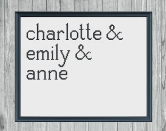The Bronte Sisters Cross Stitch Pattern -- Digital PDF
