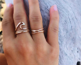 Nalu (Wave) ring stacking set