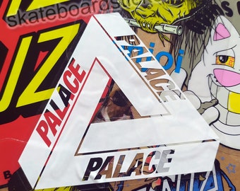 Palace Skateboards - Sticker pour skateboard Tri-Ferg - Blanc sur transparent - PRODUIT OFFICIEL DU PALACE !