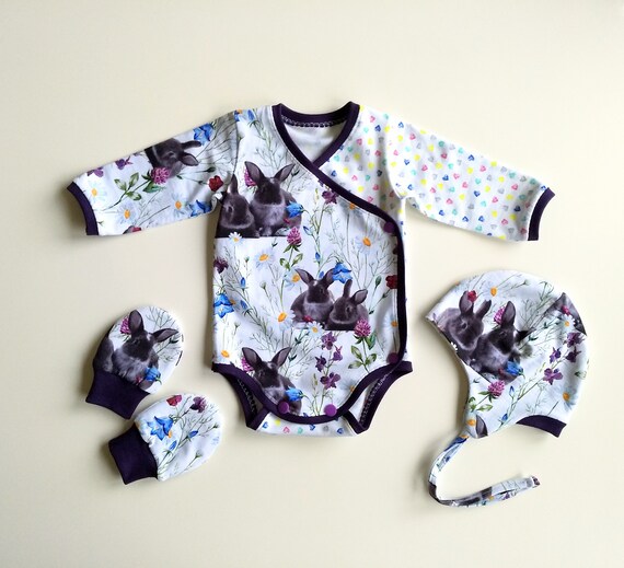 Newborn Baby Girl Kimono Bodysuit Set Take Home Outfit Baby Etsy