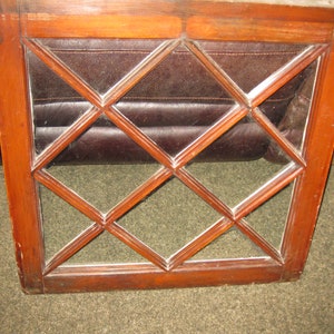 WOODEN TUDOR WINDOW 24" X 23 1/4" One Side Painted White One A Dark Stain No Broken Glass Antique Replacement Window